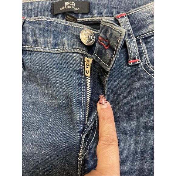 True Religion Jeans Becca Red Stitch Mid Rise SN Flap Boot Cut Women’s Size 29 - Picture 7 of 10